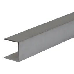 Alukap XR Silver effect C-shaped Profile Capping strip, (L)4m (W)32mm