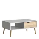 Ebru Matt white oak effect Painted 1 Drawer Coffee table (H)433mm (W)987mm (D)602mm