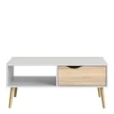 Ebru Matt white oak effect Painted 1 Drawer Coffee table (H)433mm (W)987mm (D)602mm