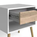 Ebru Matt white oak effect 1 Drawer Bedside chest (H)497mm (W)502mm (D)391mm