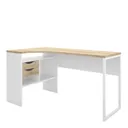 Ebru Matt white oak effect Painted 2 Drawer Desk (H)768mm (W)1451mm (D)810mm