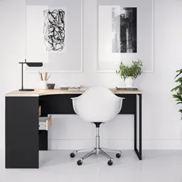 Ebru White & black Painted 2 Drawer Desk (H)768mm (W)1451mm (D)810mm