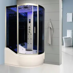 Insignia Silver Frame Left Hand Offset Quadrant Steam Shower Cabin 1500 x 900mm - INS8058L