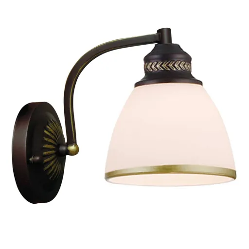 Clair - brown metal wall light, glass lampshade