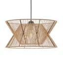 Argela hanging light with dual lampshade, natural