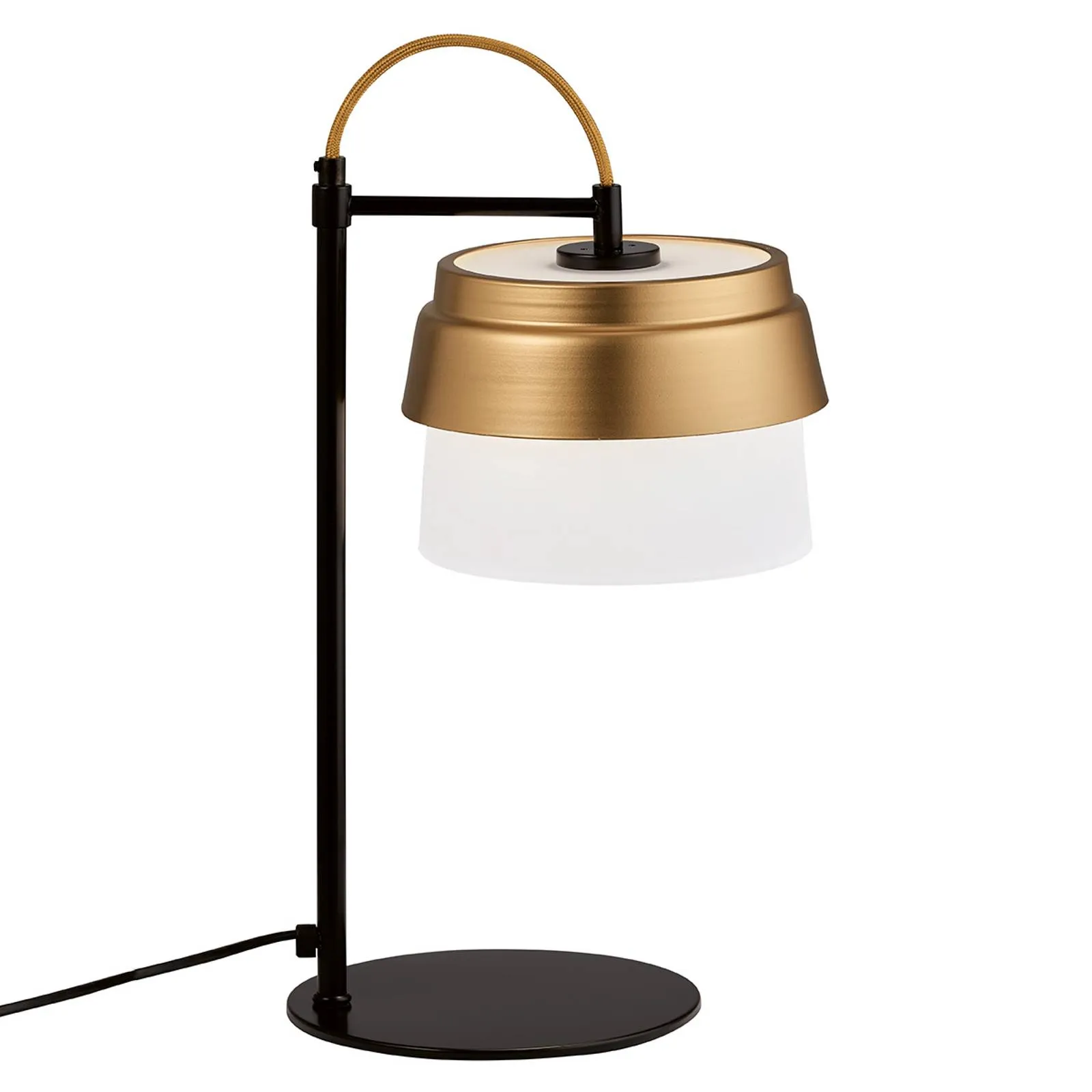 Morgan table lamp, glass lampshade, white and gold