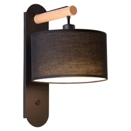 Romeo wall light with a fabric lampshade, black
