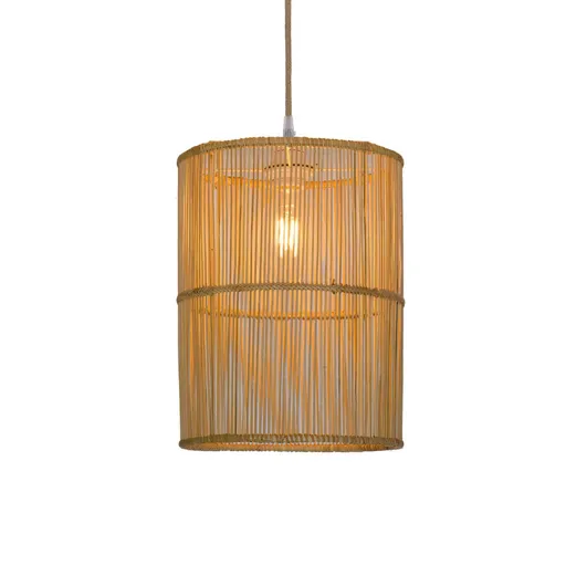 Anteo hanging light made of rattan, cylindrical