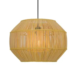 Anteo hanging light made of rattan, flat oval
