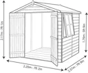 Shire Alderney 7x7 Apex Dip treated Shiplap Honey brown Wooden Shed with floor (Base included) - Assembly service included