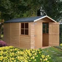 Shire Guernsey 10x7 Apex Dip treated Shiplap Honey brown Wooden Shed with floor