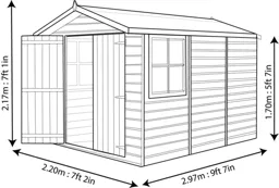 Shire Guernsey 10x7 Apex Dip treated Shiplap Honey brown Wooden Shed with floor