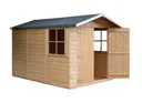 Shire Guernsey 10x7 Apex Dip treated Shiplap Honey brown Wooden Shed with floor (Base included) - Assembly service included