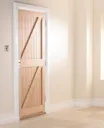 Framed, ledged & braced Oak veneer LH & RH External Door, (H)1981mm (W)762mm