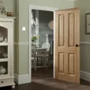 4 panel Oak veneer LH & RH Internal Fire Door, (H)1981mm (W)762mm (T)35mm