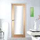 1 panel Glazed Shaker Oak veneer LH & RH Internal Door, (H)1981mm (W)686mm