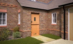 Stable 3 panel Diamond bevel Glazed Cottage White oak veneer LH & RH External Front Door, (H)2032mm (W)813mm