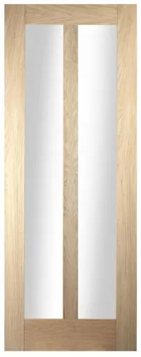 Vertical 2 panel Glazed Oak veneer LH & RH Internal Door, (H)1981mm (W)686mm