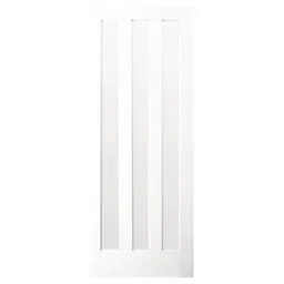 Vertical 3 panel Glazed Primed White LH & RH Internal Door, (H)1981mm (W)838mm (T)35mm