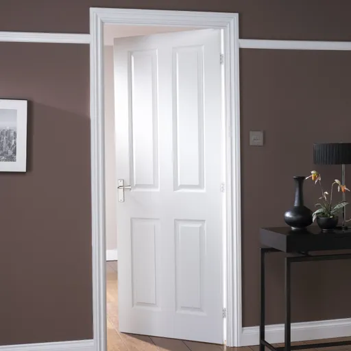 4 panel White Internal Door, (H)2032mm (W)813mm (T)35mm