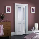 4 panel 2 Lite Glazed Primed White Internal Bi-fold Door set, (H)1950mm (W)674mm