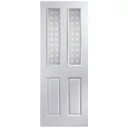 4 panel Frosted Glazed White Woodgrain effect Internal Door, (H)1981mm (W)686mm (T)35mm