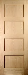 4 panel Shaker Oak veneer LH & RH Internal Door, (H)1981mm (W)686mm (T)35mm
