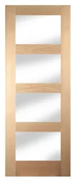 4 panel Glazed Shaker Oak veneer LH & RH Internal Door, (H)1981mm (W)686mm