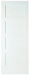 4 panel Shaker Primed White LH & RH Internal Door, (H)1981mm (W)686mm