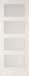 4 panel Glazed Shaker Primed White Softwood LH & RH Internal Door, (H)1981mm (W)838mm