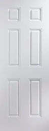 6 panel White Internal Door, (H)2040mm (W)726mm (T)40mm