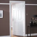 6 panel White Woodgrain effect Internal Door, (H)2040mm (W)826mm (T)40mm