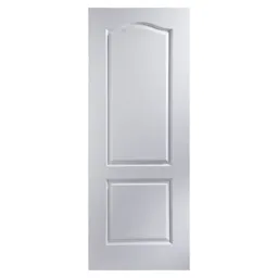 2 panel Arched Primed White Woodgrain effect Internal Fire Door, (H)1981mm (W)838mm