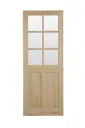 6 panel Glazed Clear pine Internal Door, (H)1981mm (W)686mm (T)35mm