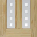 Vertical 2 panel Patterned Frosted Glazed Clear pine LH & RH Internal Door, (H)2040mm (W)826mm