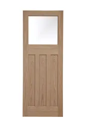 Glazed Traditional Oak veneer LH & RH Internal Door, (H)1981mm (W)686mm