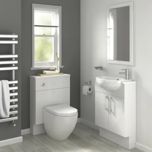 Cooke & Lewis Santini Gloss White Slimline Toilet Cabinet (W)500mm (H)852mm