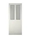 4 panel Frosted Glazed Primed White LH & RH External Front Door, (H)1981mm (W)838mm