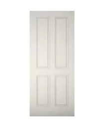 4 panel Raised moulding Primed White LH & RH External Front Door, (H)2032mm (W)813mm