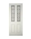 4 panel Diamond bevel Glazed Raised moulding Primed White LH & RH External Front Door, (H)1981mm (W)762mm