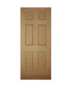 6 panel White oak veneer LH & RH External Front door, (H)1981mm (W)762mm