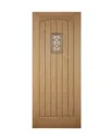 Diamond bevel Glazed Cottage White oak veneer LH & RH External Front Door, (H)2032mm (W)813mm