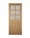 Clear Glazed White oak veneer LH & RH External Back Door, (H)2032mm (W)813mm