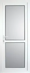 Frosted Fully glazed Mid bar White uPVC LH External Back Door set, (H)2055mm (W)920mm