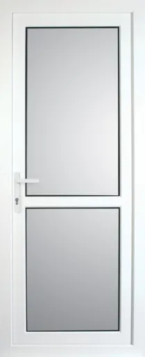 Frosted Fully glazed Mid bar White uPVC RH External Back Door set, (H)2055mm (W)920mm