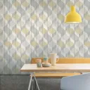 Grandeco Copenhagen Yellow Geometric Embossed Wallpaper