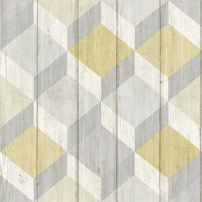 Grandeco Copenhagen Yellow Geometric Embossed Wallpaper