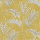 Grandeco Palm springs Grey & yellow Leaf Woven effect Embossed Wallpaper