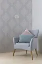 Grandeco Adalyn Blush grey Damask Mica effect Embossed Wallpaper