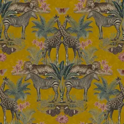 Grandeco Yellow Animal Smooth Wallpaper